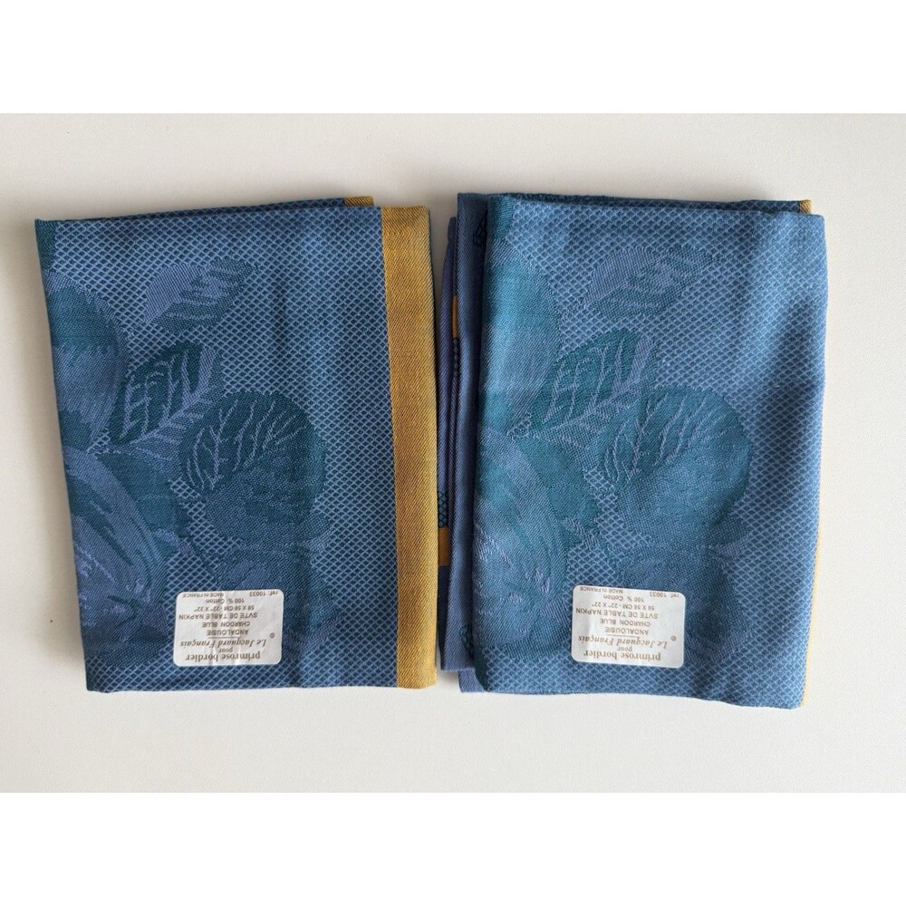 Le Jacquard Francais Primrose Bordier A Dalhousie Carson Blue Table Napkins 2